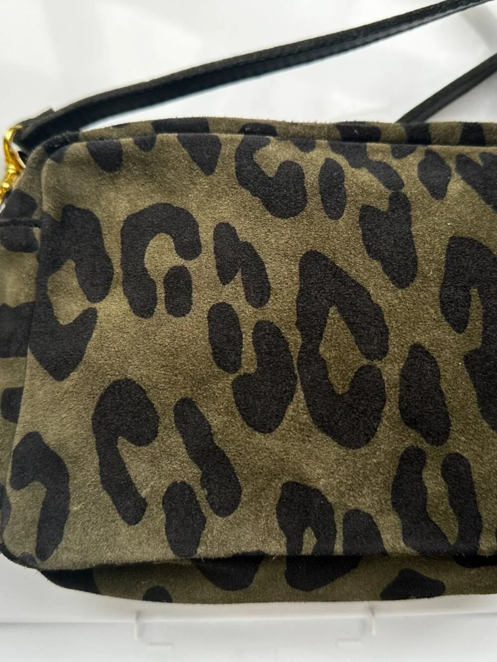Clare V Pablo Cat Suede Midi Sac in Army Green - Picture 3 of 5